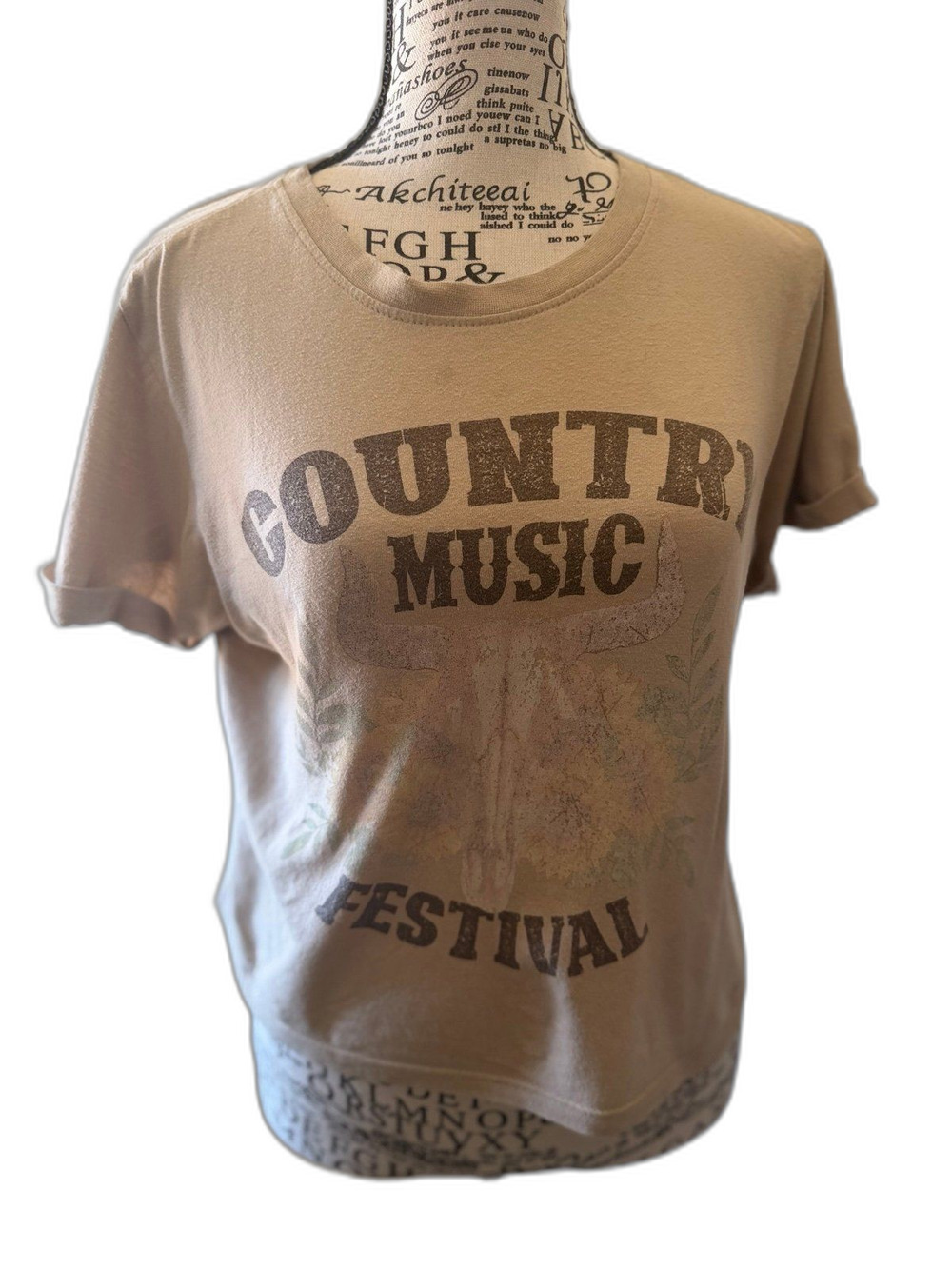 Vibe H Country Music Festival Graphic T-Shirt Tan XS